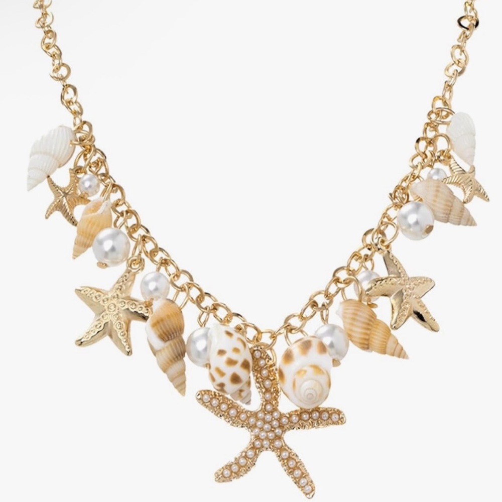 Shell, Pearl, Starfish & Conch Necklace